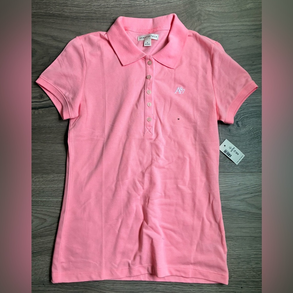 Aeropostale Pink Polo Top - Women's Classic Fit Size Medium